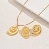 Fashion Ocean Wind Necklace Earrings Set Personalized Conch Metal Design Pendant Long Necklace Women