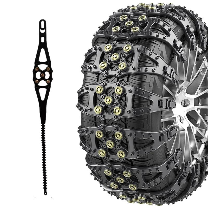 Universal Self-Tightening Snow Chains for Cars SUVs and Trucks Enhanced Traction for Ice and Snow Easy Installation