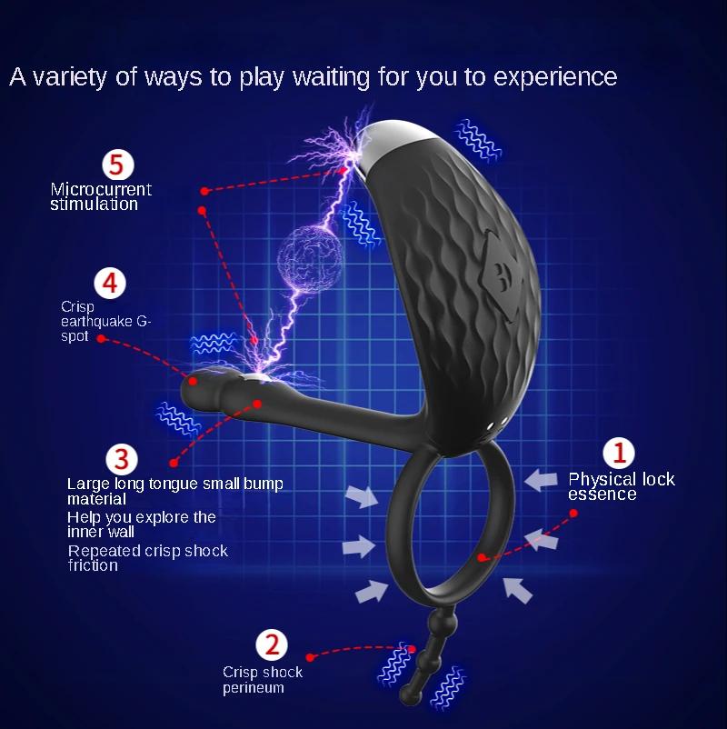 Innovative Bluetooth Vibrator Cock Ring - Electric Shock Sex Toys Penis Rings for Couple Massager with APP and Remote Control