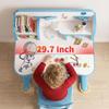 Kids Study Desk Chair Set Widened Desktop Multi Separation Cartoon Pattern Learning Adjustable Height Table with Drawer Furniture
