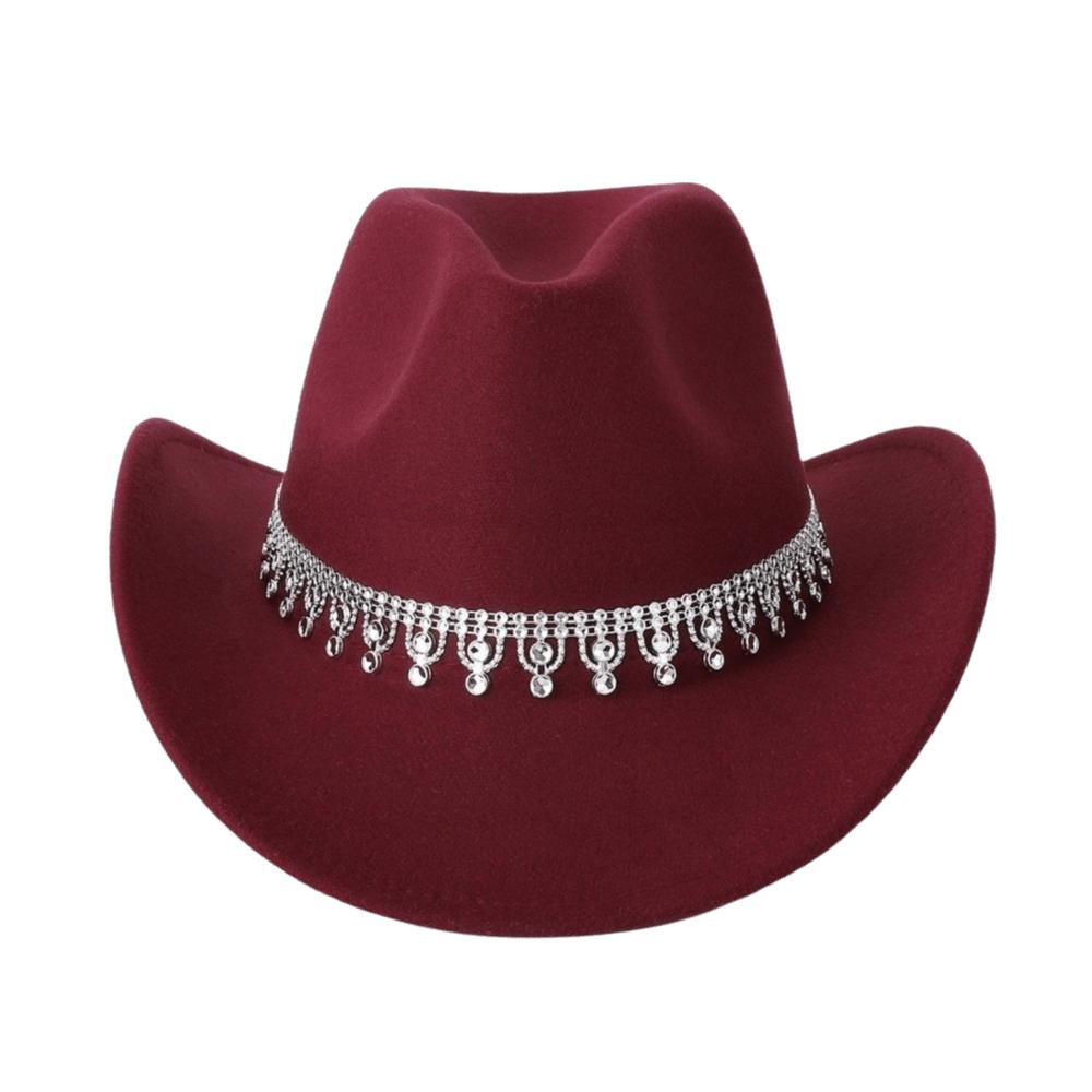 Sparkling Western Cowboy Hat Rhinestone Decoration Top Hat Elegant Felt Fedora Hat Women