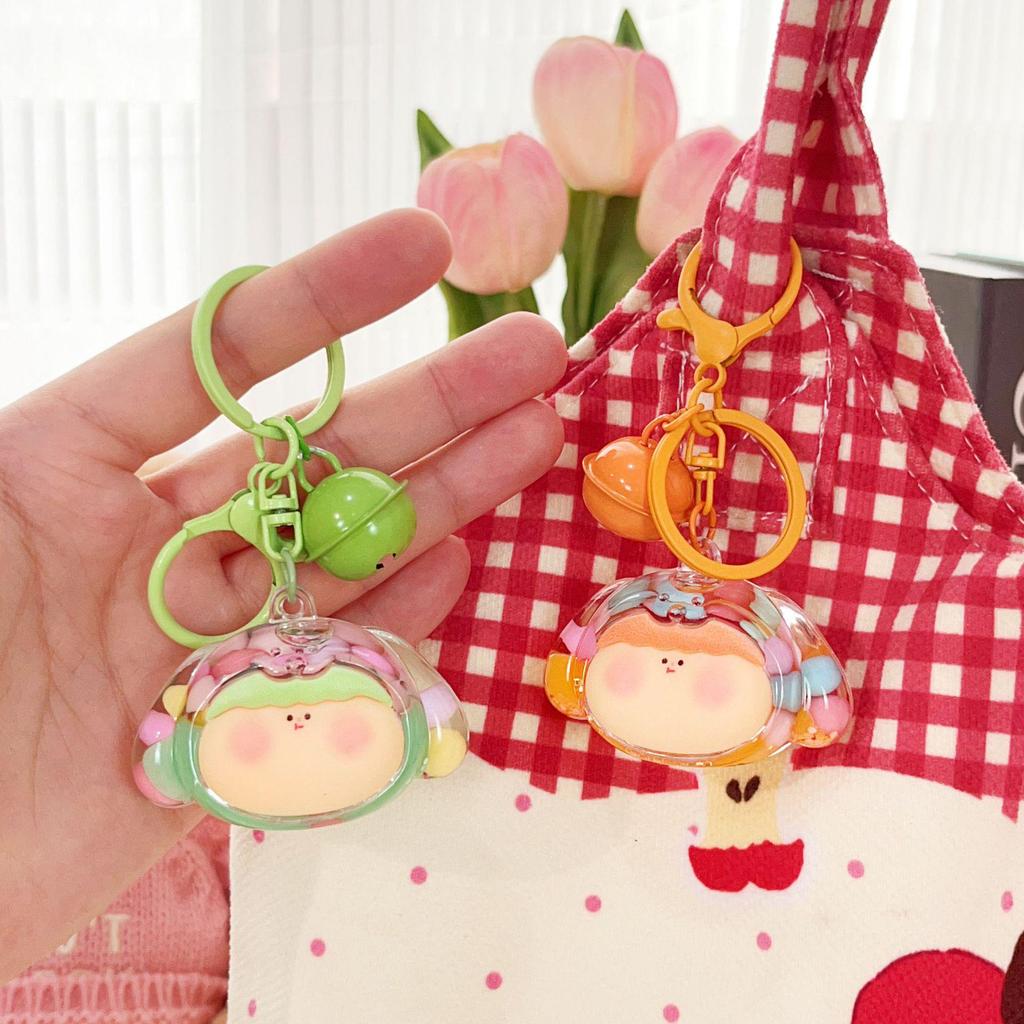 Acrylic Quicksand Lilith Dog Head Keychain - Cute Sparkly Doll Pendant Gift