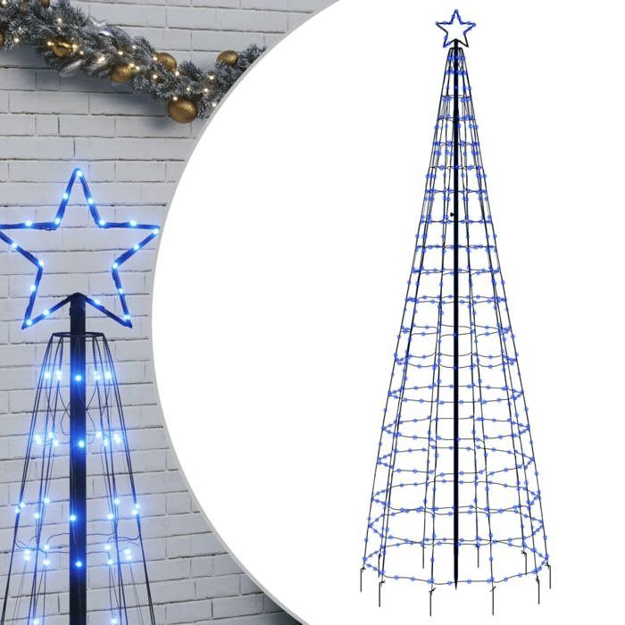 VidaXL Luminous Christmas Tree with Tips 570 LED Blue, Christmas Tree with Ground Stake, Holiday Decoration, Ornament 358107