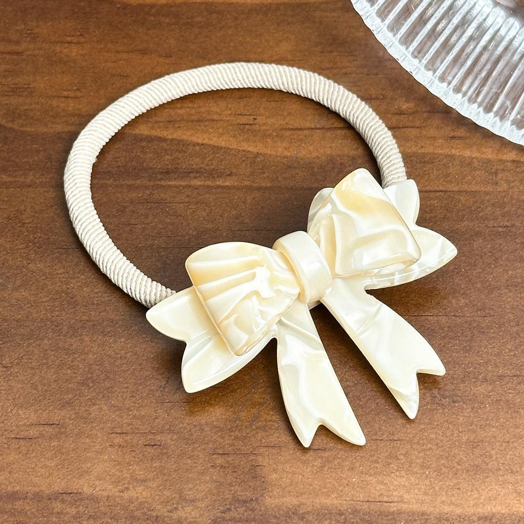 Elegant Acetate Double Layer Bow Hair Clip Fashionable Duckbill Clip For Women Beige Hair Tie