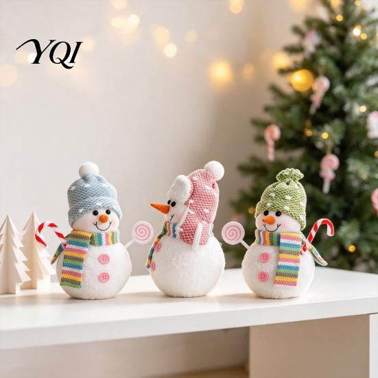Warm White LED Hanging Decor Lighted Snowman Christmas Ornament with Knitted Hat, Light Cute Holiday Tabletop Pendant for Tree, Decorations Gift Kids