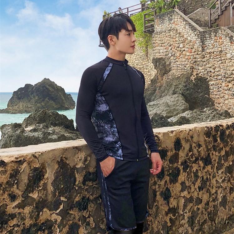 Couple's Fashion Sun Protection Swimsuit Quick Dry Bathing Suit Surfing Snorkeling Diving Suit Men's 3 Pieces Long Sleeves Top Long Pants Swimwear Set