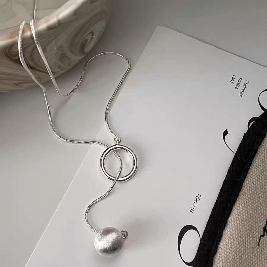 Silver Color Choker Ball Necklace For Women Smiple Geometric Fine Jewelry Wedding Party Birthday Gift