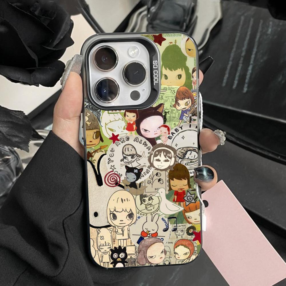 Y-Yoshitomo N-Nara Art Phone Case For iPhone 16,15,14,13,12,11,Pro,Max,Plus,Mini,XS Anti Fall Black Matte Hard Bumper iPhone14promax