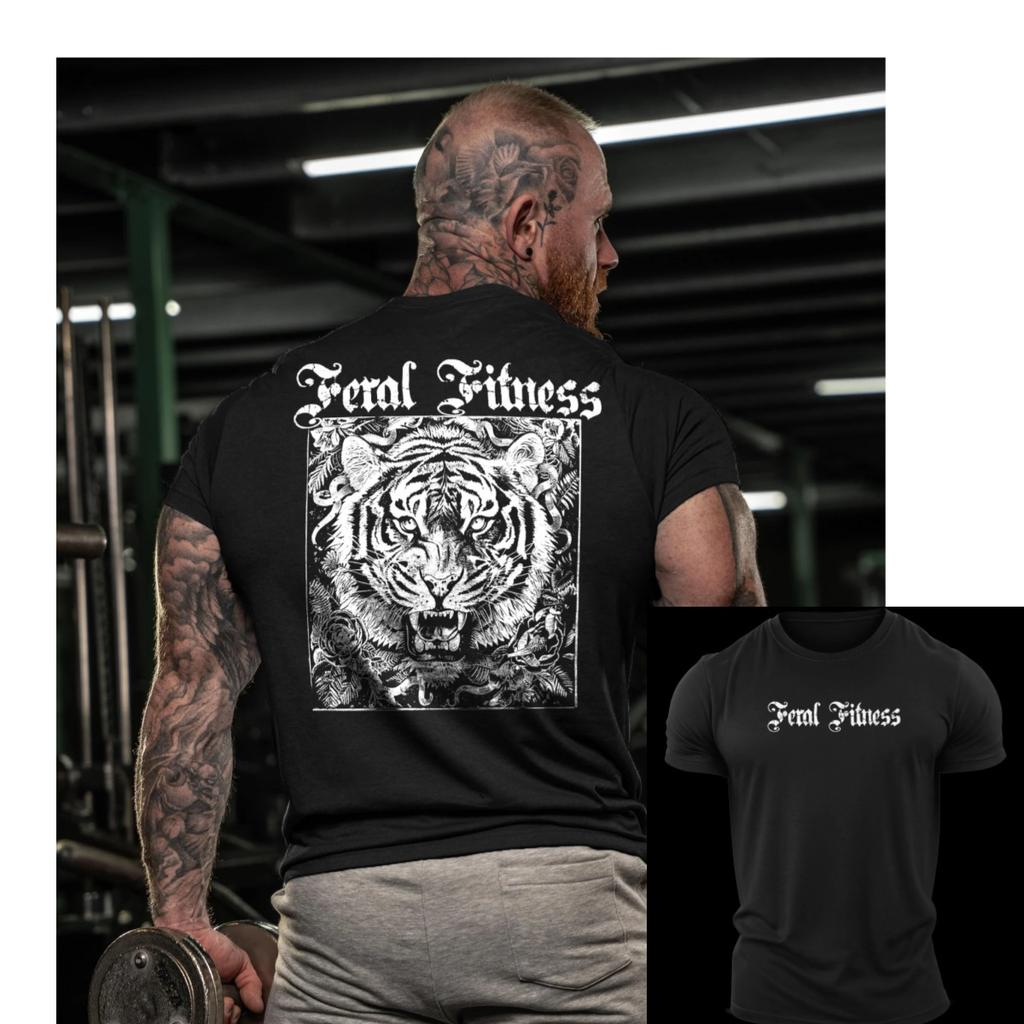 Feral Fitness Bear Fitness Training Gym Leisure TShirt Mens and Womens Luxury Brand Top