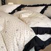 Fashion Soft Cotton Warm Black Lace Four-piece Bedding Set - New Style