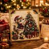 Handmade DIY Pearl Bead Art Kit Cartoon Cat Santa Crystal Painting Set Christmas Decor  Winter
