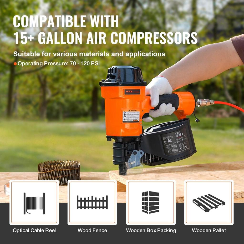 MCN70 Spijkerpistool voor Dakbedekking met Spoel 1-3/4 tot 2-3/4 inch 15 Graden Pneumatisch Spijkerpistool