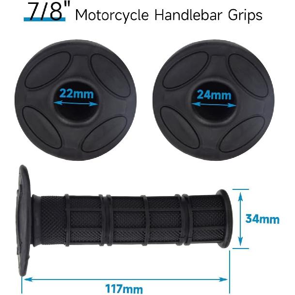 HIAORS 7/8" Motorcycle Hand Grips For CRF YZF WRF KXF KLX Pit Dirt Bike Motocross Motorcycle Offroad Dirt Bike Black