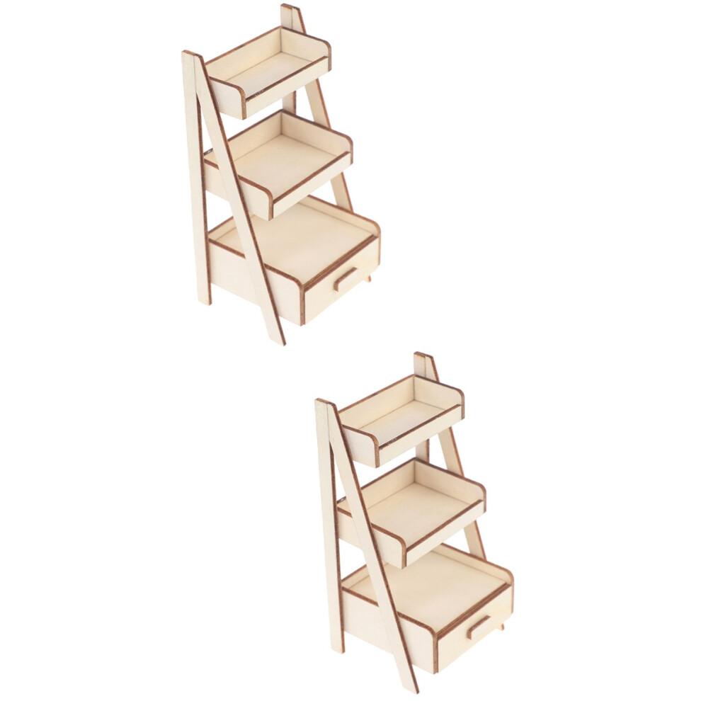 Mini Wooden Flower Stands for 1:12 Dollhouse, 2-Piece