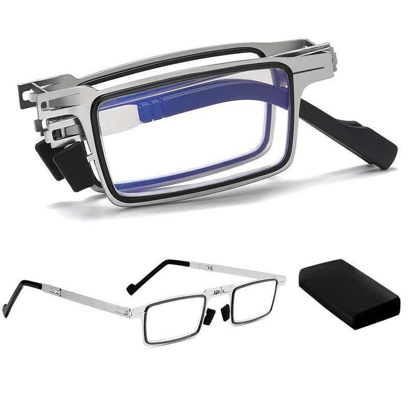Metal Folding Reading Glasses Portable Ultra Light Anti Blue Light Lens Presbyopia Glasses Men's Rectangular Eyeglasses Eyewears