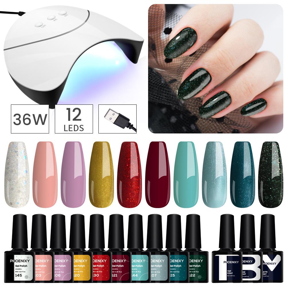 

Гель-лак для ногтей PHOENIXY, набор для замачивания, УФ-светодиодный полуперманентный 10 шт., набор гелей для ногтей, лак для дизайна ногтей, лак с лампой для ногтей set 03