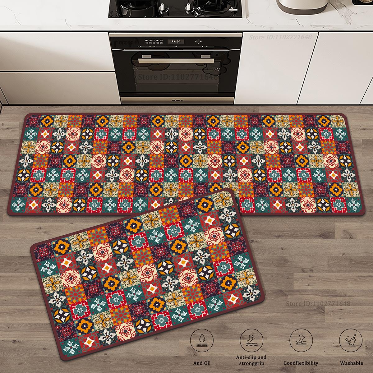 

Водонепроницаемый и Нескользящий Кухонный Богемный Ковер Винтажные Длинные Напольные Коврики Качественный Моющийся Ковер для Спальни Прихожей Входной Коврик 40cmx60cm 1pc