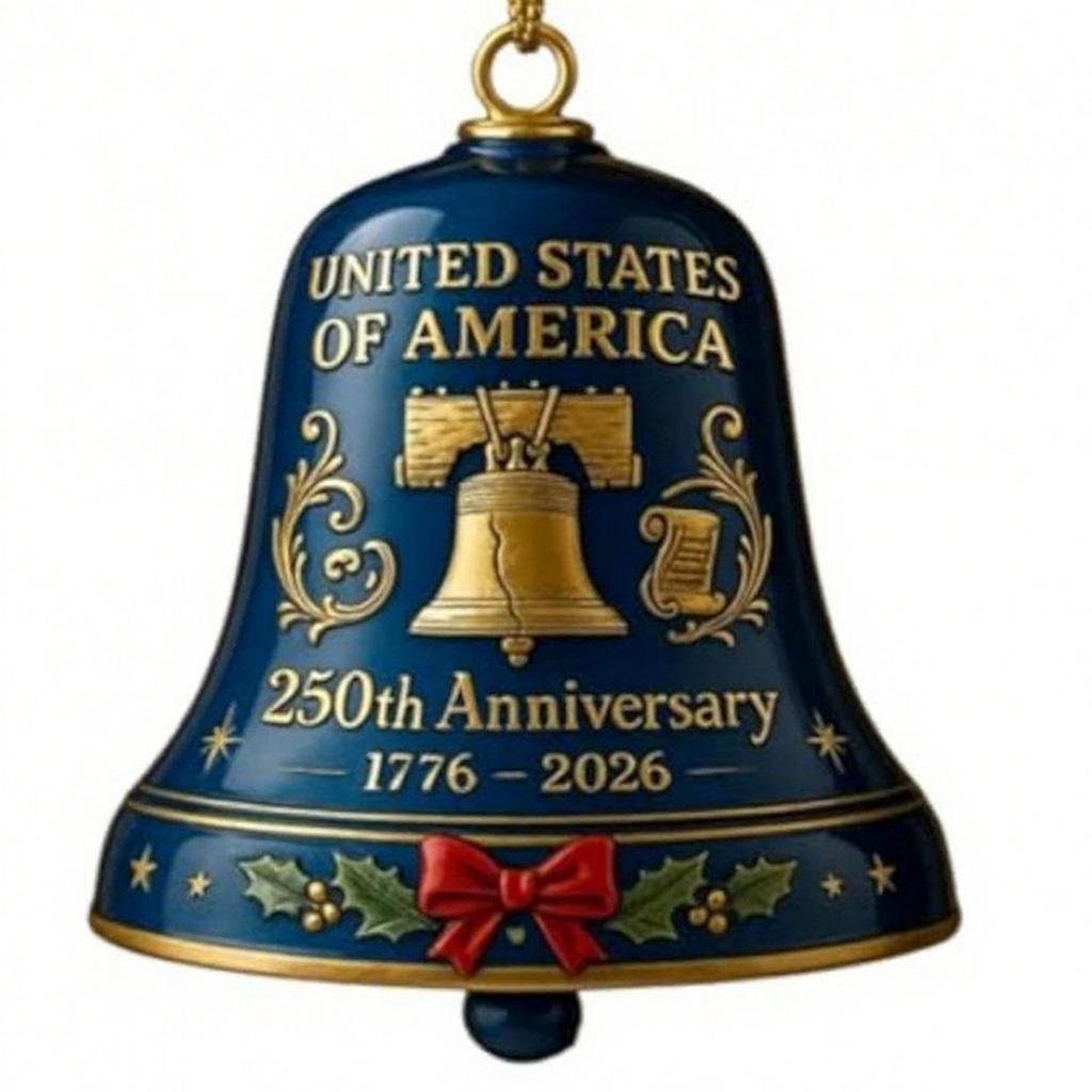 Christmas Tree Decoration Metal Bells Hanging Decorations 250th Anniversary Bells Ornament for Mantels Window Display