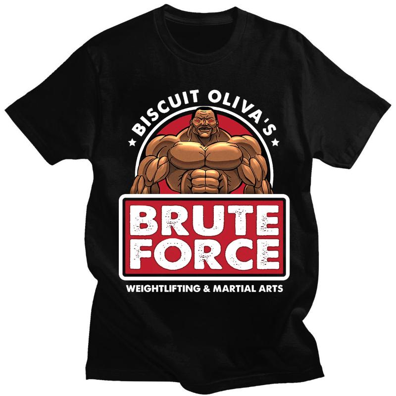 Grappler Baki Hanma Yujiro Dou Manga Men Harajuku T Shirt Biscuit Oliva Brute Force Cartoon Graphic Tshirts Unisex Fashion Tops