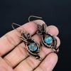 Blue Copper Turquoise Handmade Gemstone Earrings,  999 Copper Wire Wrap Earrings Antique Jewelry, For Engagement Gift