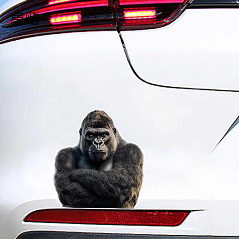 Adesivo Divertente Gorilla con le Mani Incrociate per Auto Vinile Impermeabile Decalcomania su Paraurti Finestrino Posteriore Laptop Decalcomania Autoadesiva Per Accessori Auto TM241