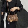 Retro Leopard Print Crossbody Bag Plush Ladies Bucket Shoulder Bag  Autumn Winter
