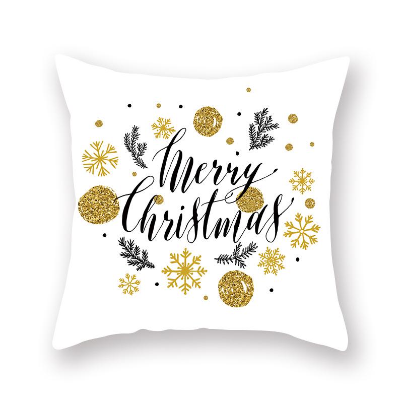 2024 New Christmas Golden Pillow Cover Sofa Car Office Seat Cushion  Bedroom Room  Year Home Decoration Holiday Gift