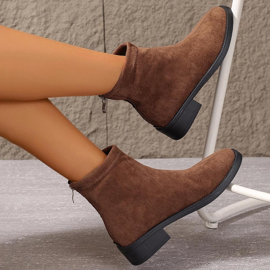 Skor för kvinnor Nya Eleganta Retro Damstövlar Höst Vinter Hög Kvalitet Ankelstövlar Mode Dragkedja Moderna Stövlar Botas De Mujer