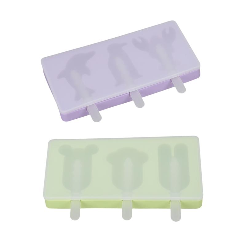 Cakesicles Molds Set of 2 Silicone Cake Stick Molds 3 Cavities Ice Cream Cake Stick Molds with 6Sticks for DIY Ice Lolly