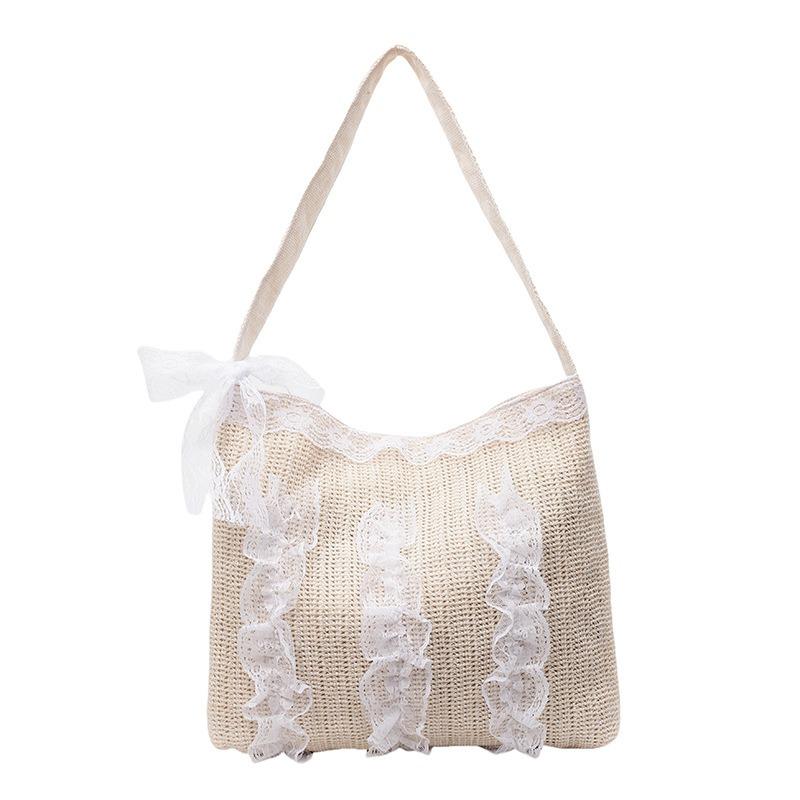 Large Capacity Woven Straw Bag Women's Summer New Casual Shoulder Bag Seaside Vacation Wind Beach Bag