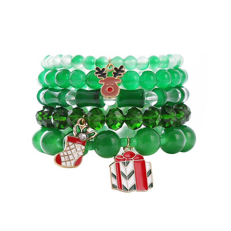 

European & American Christmas Bracelet Set with Santa, Bell, & Snowflake Charms for Women