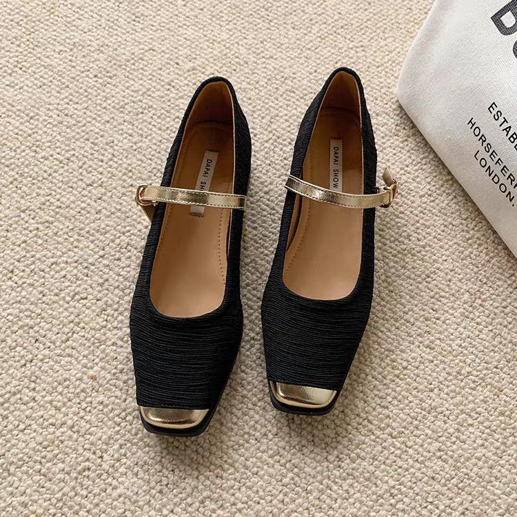 

Туфли Мэри Джейн на толстом каблуке, модные и удобные, женские, весенние и летние, черные туфли-лодочки 40 чёрный