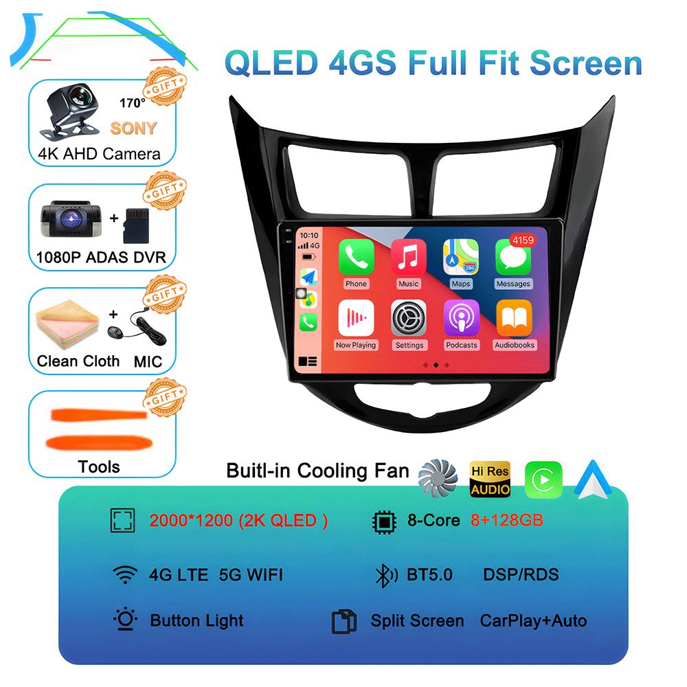 Android 14 Car Radio for Hyundai Solaris Verna Accent 1 2010 - 2016 Multimedia Video Player 2 Din DVD Head Unit Carplay GPS FM