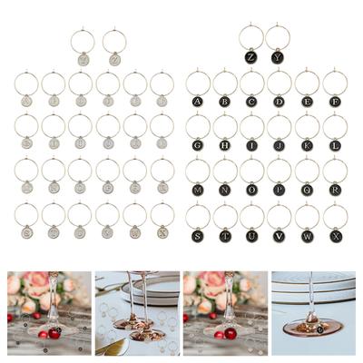 26Pcs English Alphabet Letters Wine Glass Charms for Stem Glasses Gatherings