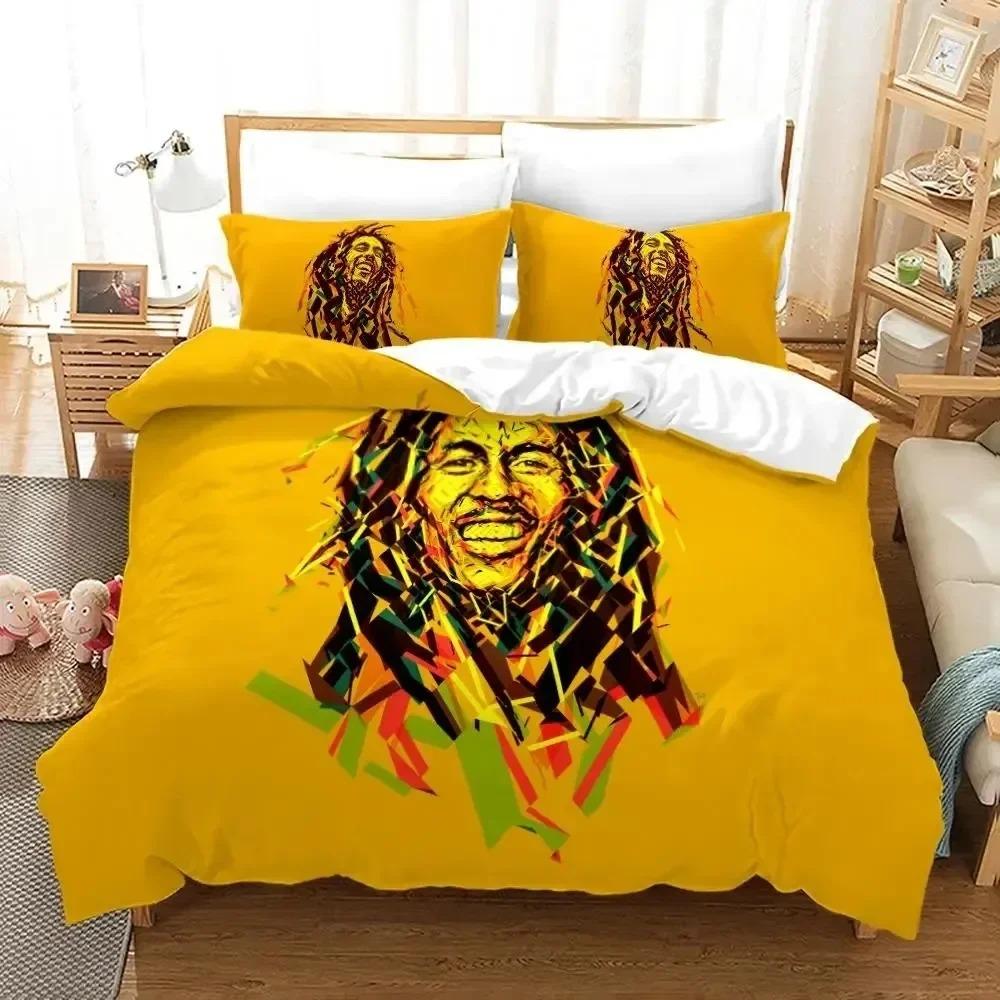Bob Marley Leggende Musicali Giamaica Cantante 3D Nuovo Copripiumino Federa Set Biancheria da Letto Adulto Ragazzo Ragazza Decorazione Camera da Letto Matrimoniale Grande