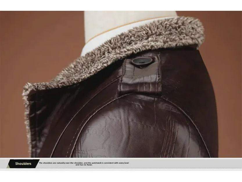 Men's Thickened Velvet Leather Jacket - Warm Casual Stand Collar, Youth Large Size