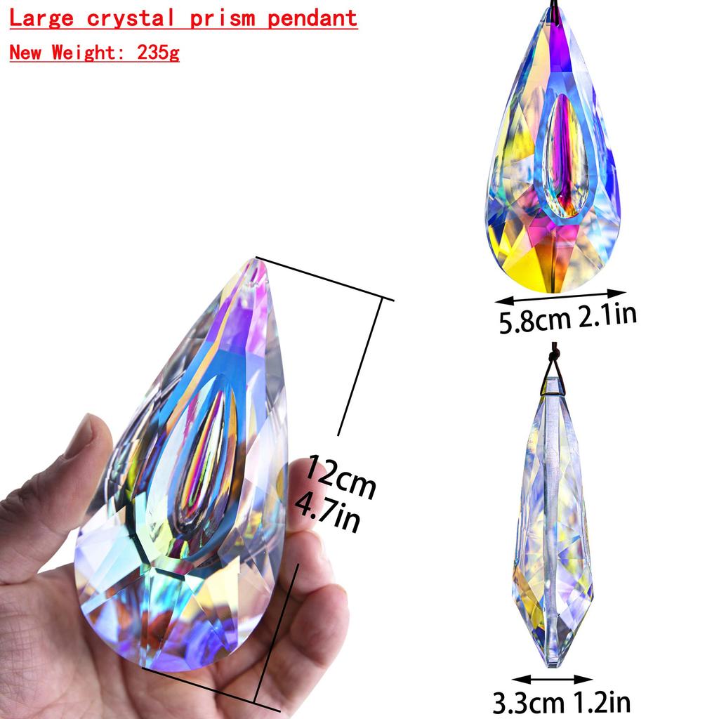 120mm/4.7inch Crystal Prism Suncatcher Window Hanging Suncatcher AB Color Crystal Faceted Prism Rainbow Maker Pendant