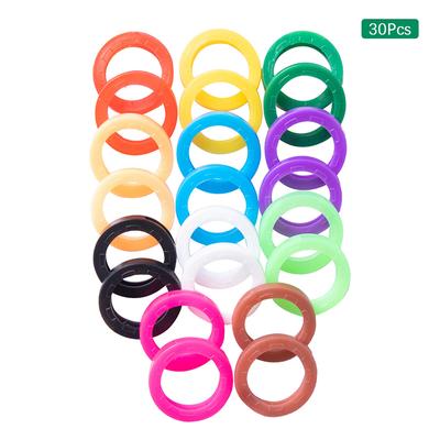 30Pcs/Lot Multicolor Elastic Mixed Color Hollow Rubber Key Covers Round Soft Silicone Keys Locks Cap Keyring Case