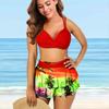 Women's Shoulder Strap Swimsuit Bright Beach Print Bikini Tankini Swimsuit