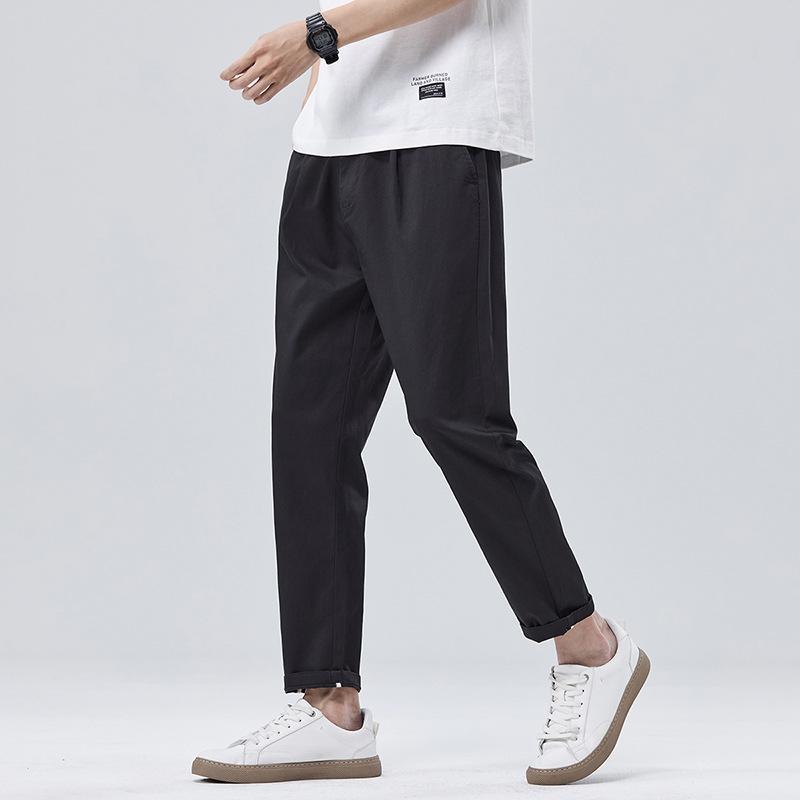 

Весенне-летние тонкие конические легкие брюки в стиле business casual для мужчин, маленькие брюки, универсальные укороченные брюки для мужчин 38