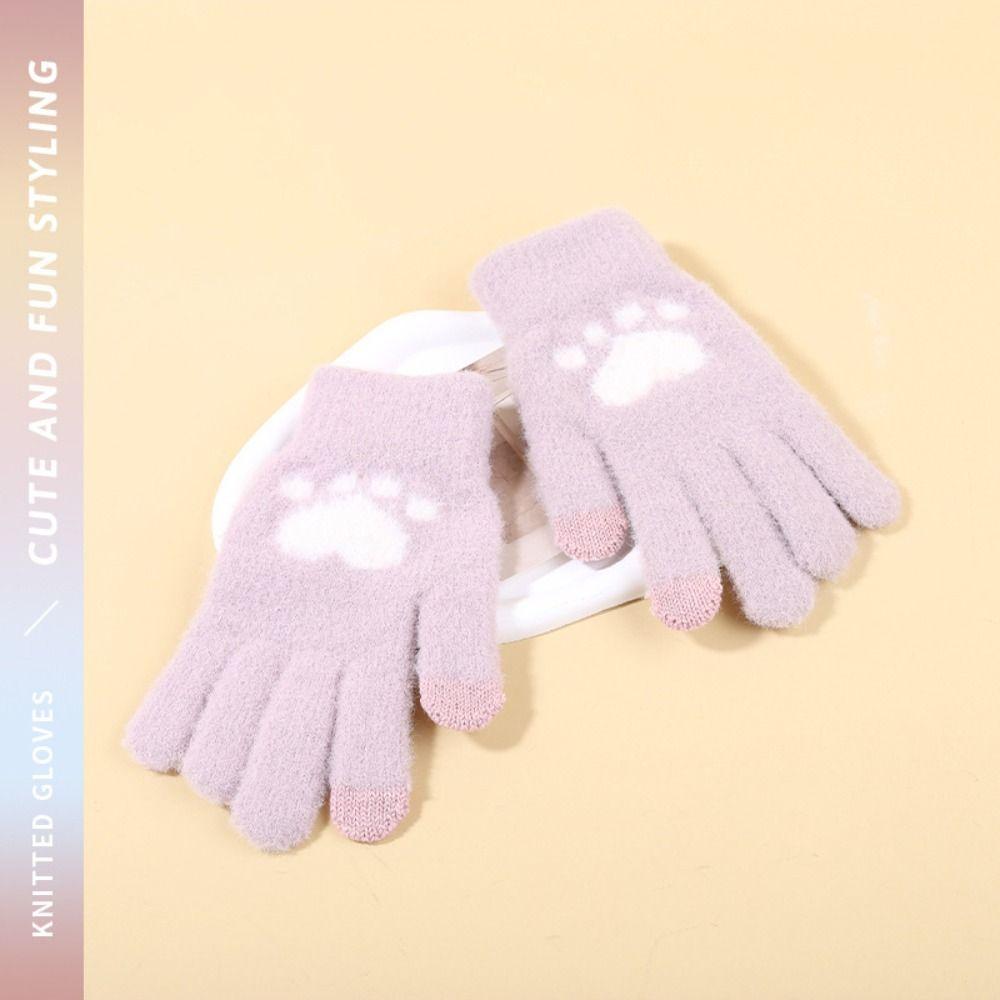 Touchscreen Knitted Wool Mittens Thicken Outdoor Cycling Gloves Full Finger Guantes  Women Men