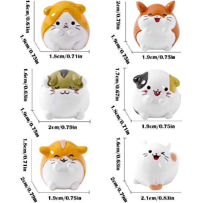 Set of 6 Mini Resin Hamsters Cute Car Accessories for Men Women, Funny Car Interior Ornaments for Car Rearview Mirror Dashboard Decorations