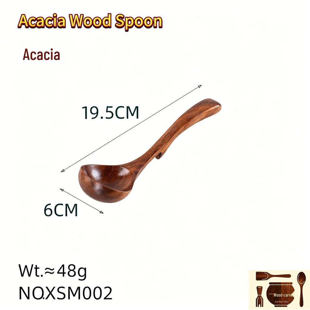 Teak & Acacia Wood Salad Bowl Set with Spoon and Hook