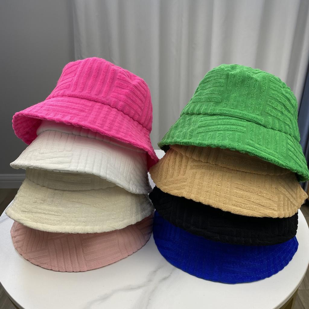 Fashion 2024 new women/men towel Bucket hat casual stripe monochrome sunscreen hat