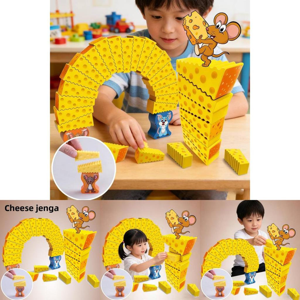 Mouse Cheese Stack Tower Stacking Toy For Kids With Visual And Handeye Coordination Development