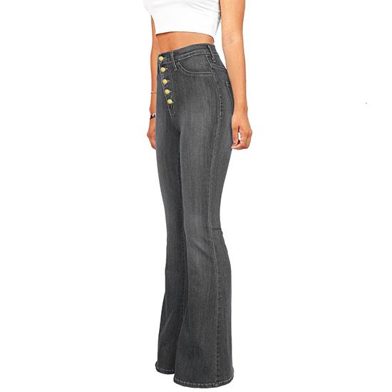 Frühlings- und Herbsthosen für europäische und amerikanische Frauen, lässige Jeans, Damen Slim Fit, hohe Taille, aufrechter Po, Schlaghosen