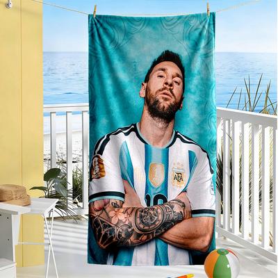 Messi Strandhåndklæde Superblød Mikrofiber Hurtigtørrende Stof Komfortabel Letvægt Velegnet til Svømning, Fitness, Camping, Yoga Ferie