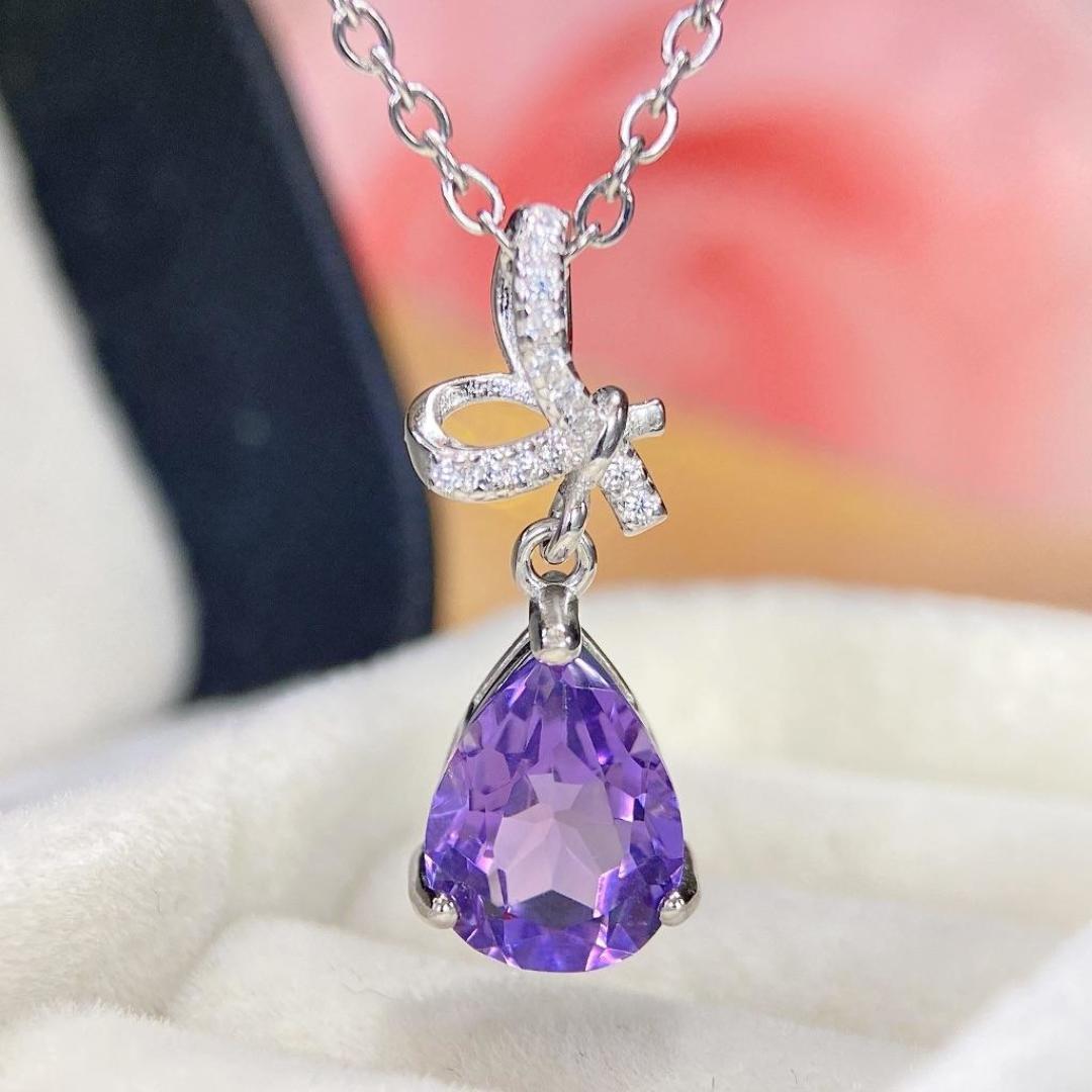 Amethyst Cross Pendant Necklace in S925 Silver - Fashionable and Elegant Women s Natural Amethyst Jewelry 925 Silver