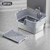 Semi-Enclosed Stainless Steel Cat Litter Box with High Walls, Splash and Leak Resistant, Large Top-Entry Design.