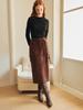 Oal Suade String Midi Skirt_Brown